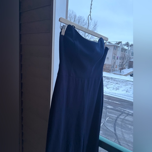 🆕 AQUA Formal Navy Blue Sleeveless Maxi Dress Slit Elegant Evening Gown Size 8 - Picture 5 of 15